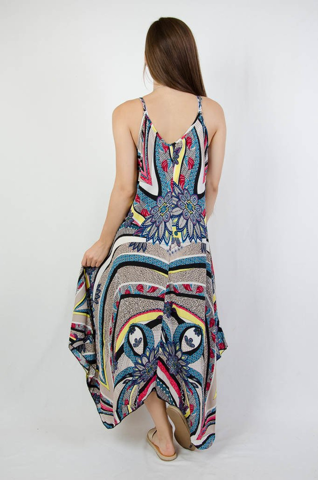 ASYMETRYCZNA SUKIENKA W KOLOROWE WZORY