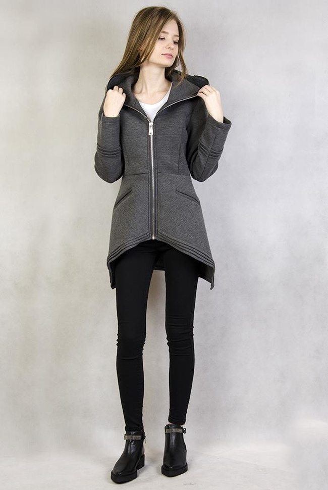 Wygodny ciemnoszary płaszczyk