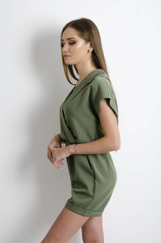 KOMBINEZON ELEGANCKI Z KOŁNIERZEM ZIELONY