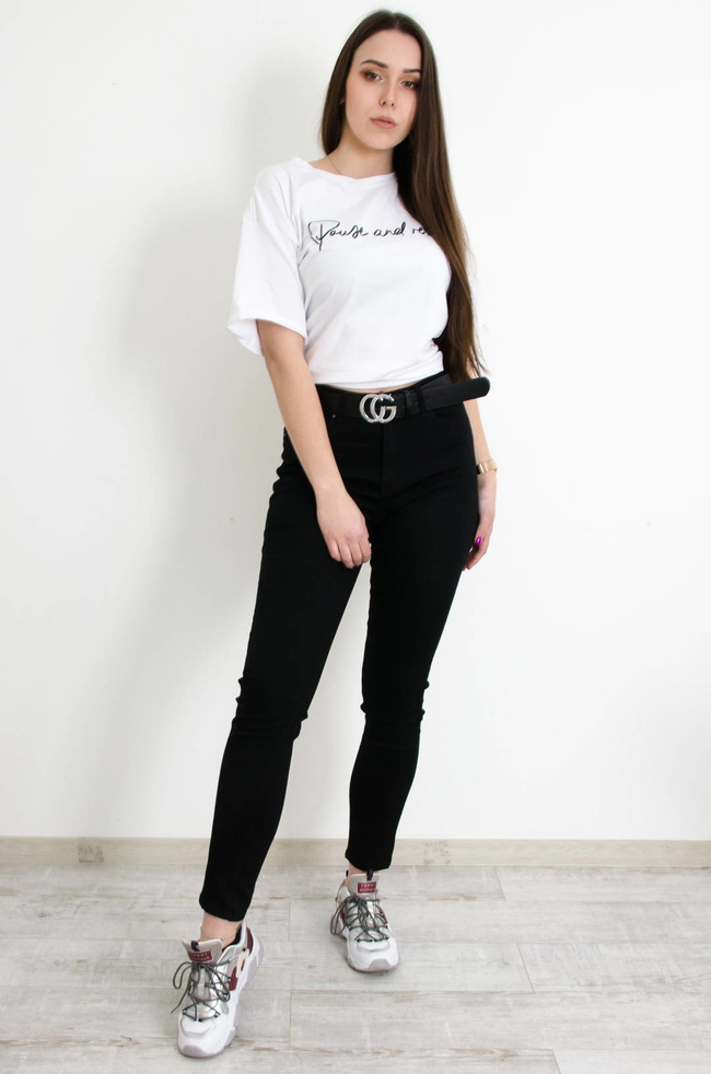 CZARNE DOPASOWANE SPODNIE PLUS SIZE-WYSOKI STAN