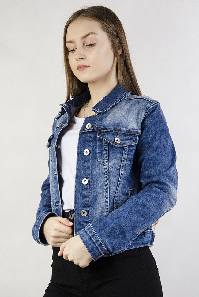 Krótka ciemna kurtka jeansowa