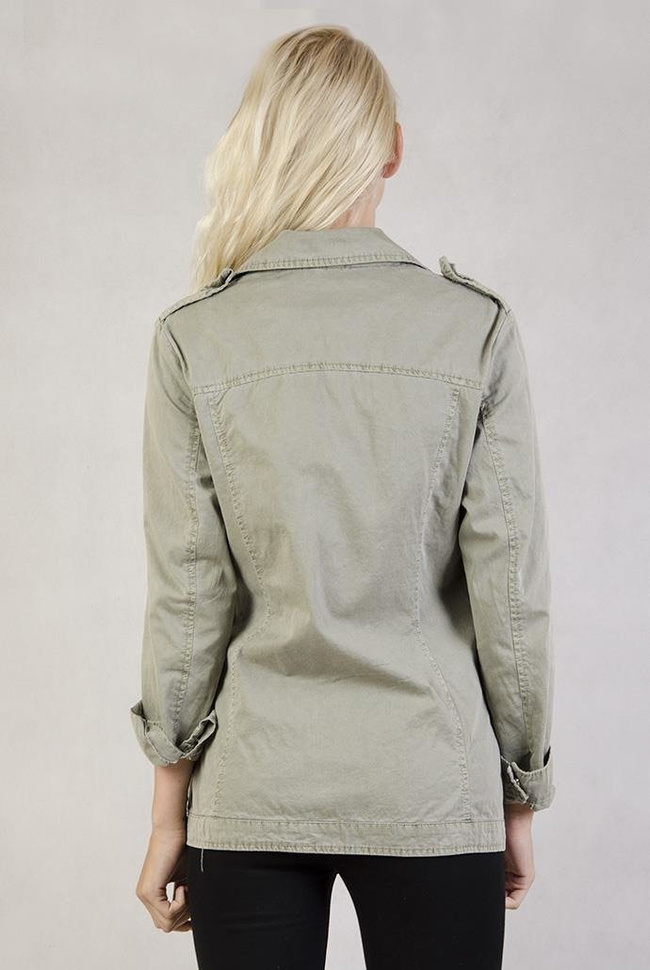 Kurtka khaki z kieszeniami i ozdobnymi zamkami