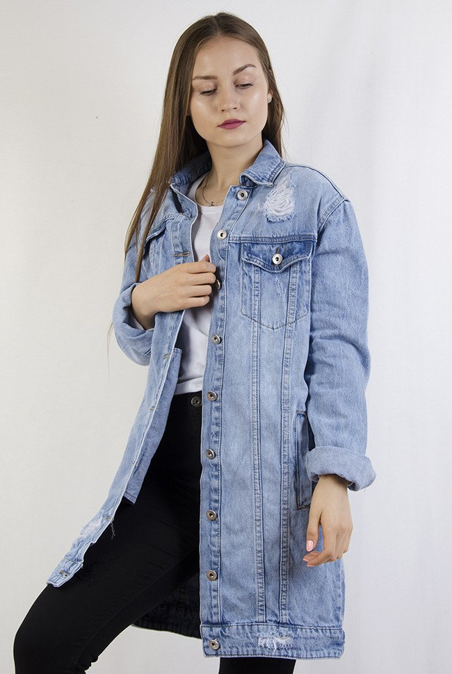 Kurtka jeansowa długa jasna