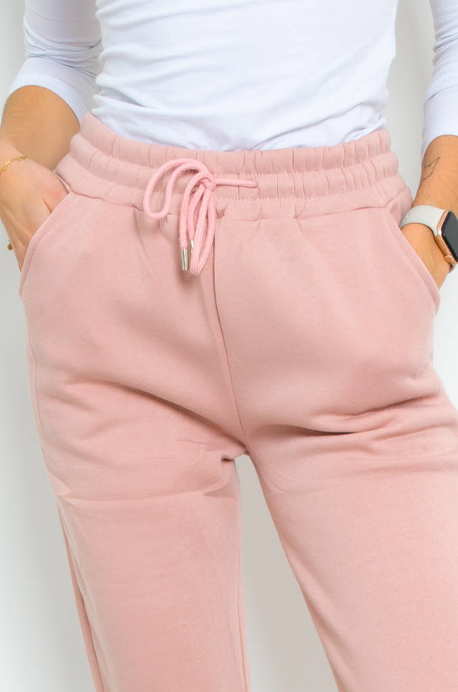 OCIEPLANE SPODNIE DRESOWE ZE ŚCIĄGACZAMI- RÓŻOWE