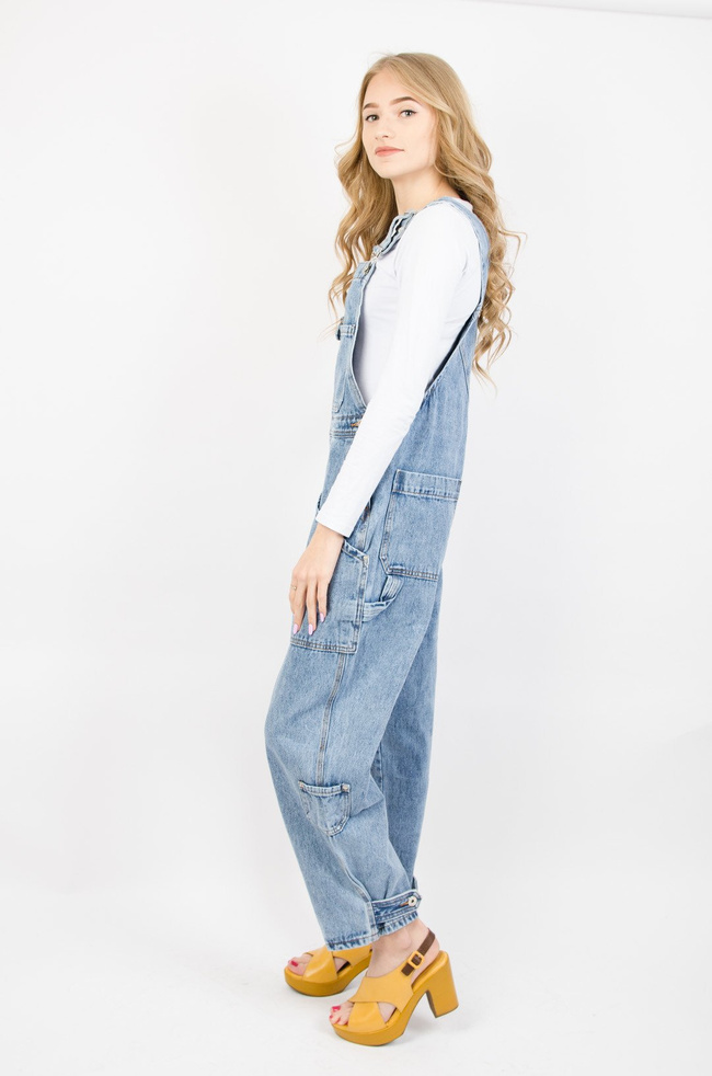 JEANSOWE OGRODNICZKI Z KIESZENIAMI