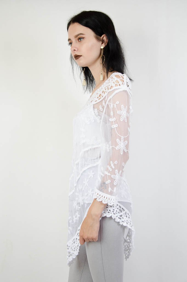 BLUZKA BOHO AŻUROWE HAFTY