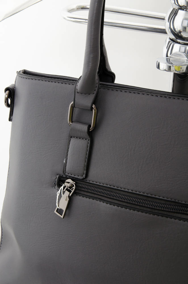 SZARA TOREBKA Z IMITACJI SKÓRY TYPU SHOPPER