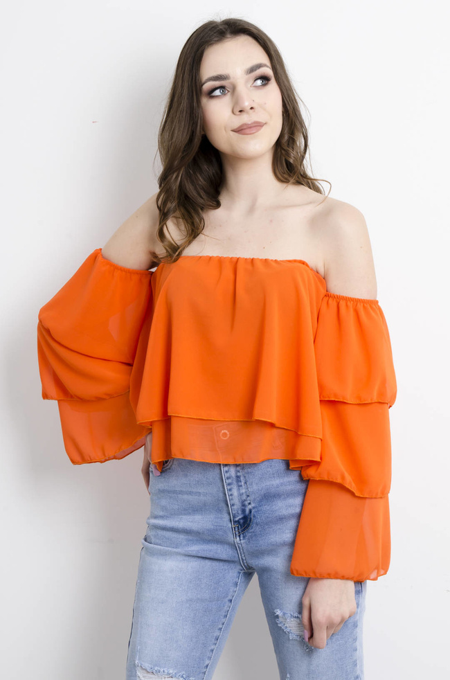 BLUZKA HISZPANKA NA DŁUGI RĘKAW - POMARAŃCZOWA
