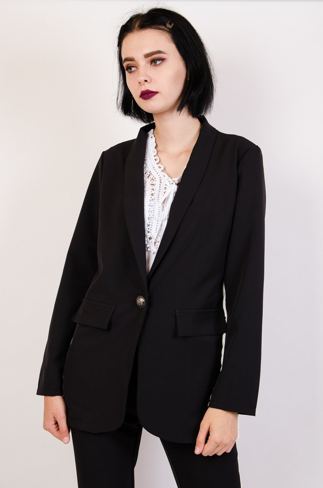 Czarny żakiet z białymi lampasami