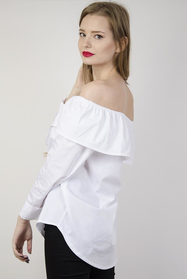 Koszula biała z hiszpańskim dekoltem