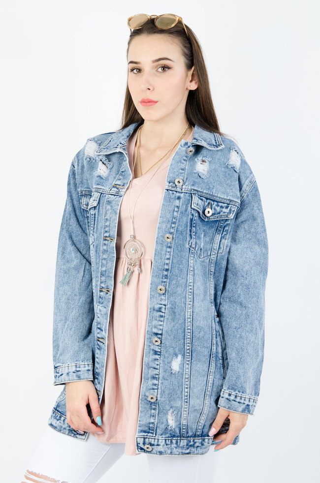 DŁUGA KURTKA JEANSOWA