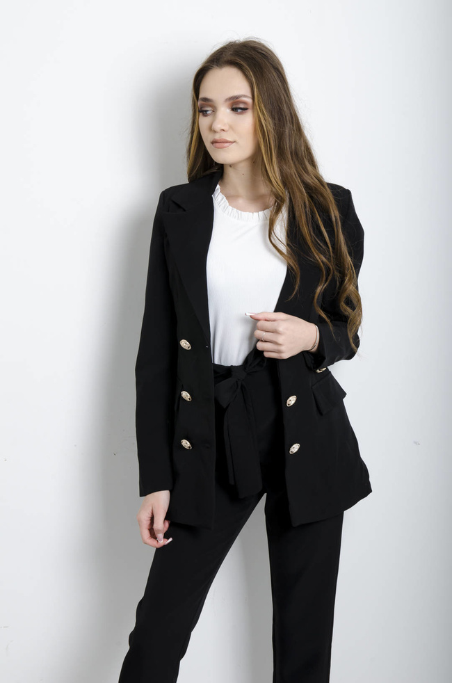 KOMPLET CZARNY MARYNARKA+ SPODNIE 