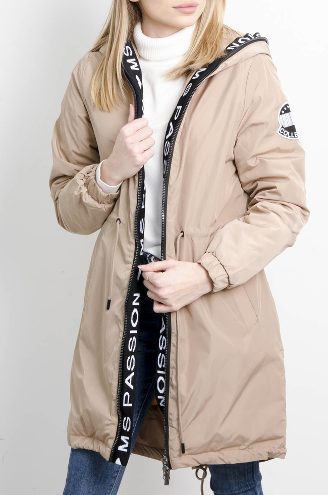KURTKA PARKA Z KAPTUREM W KOLORZE BEŻOWYM