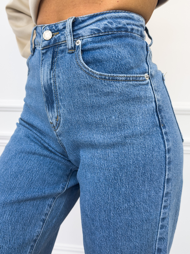 SPODNIE JEANSOWE Z SZEROKIMI NOGAWKAMI- NIEBIESKIE