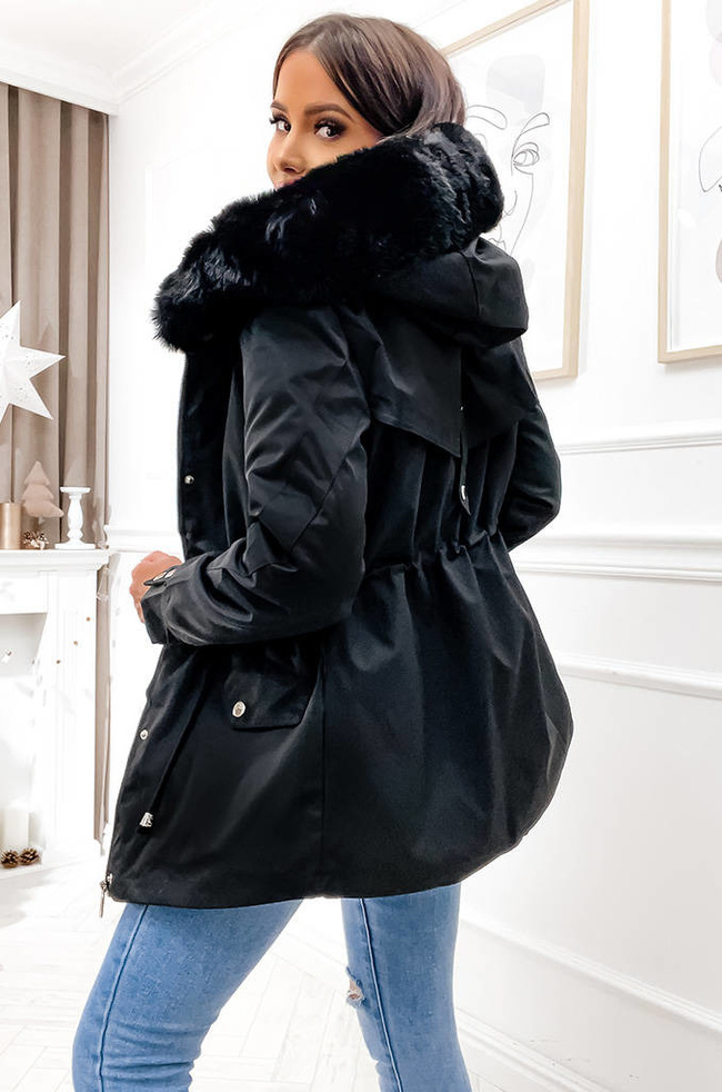 ZIMOWA KURTKA PARKA- CZARNA