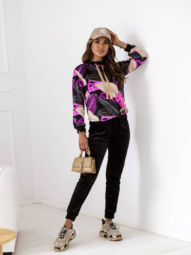 KOMPLET DRESOWY Z BLUZĄ W LIŚCIE- MORSKI 