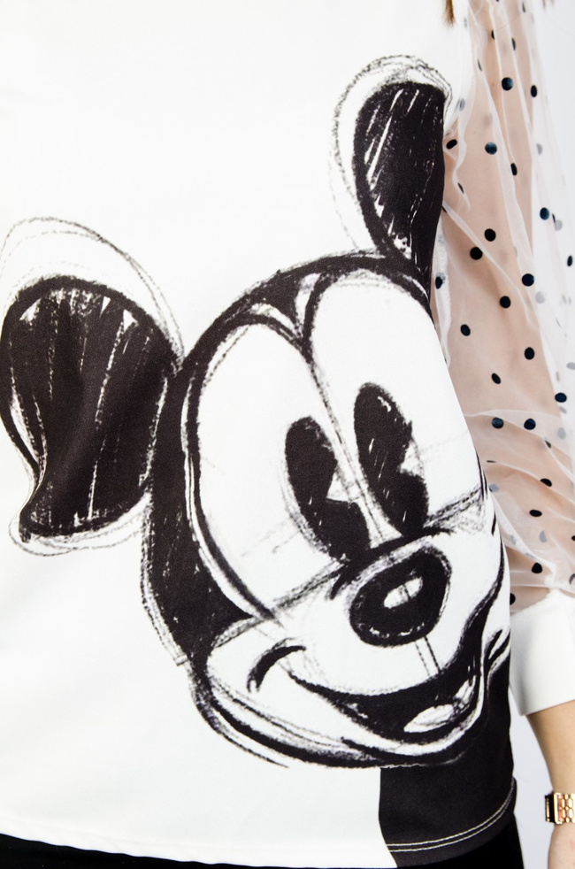 BIAŁA BLUZKA Z TIULOWYMI RĘKAWAMI 