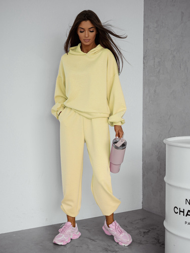 KOMPLET DRESOWY BLUZA Z KAPTUREM+ SPODNIE- ŻÓŁTY