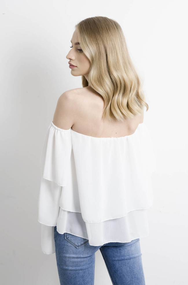 BLUZKA HISZPANKA NA DŁUGI RĘKAW - BIAŁA