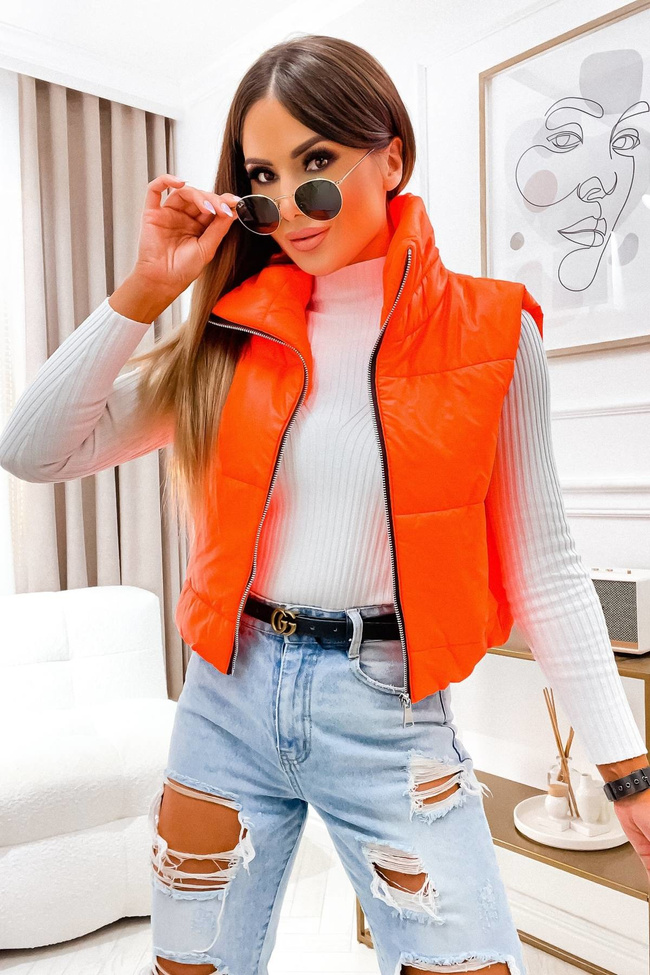 KAMIZELKA PIKOWANA KRÓTKA- POMARAŃCZOWA