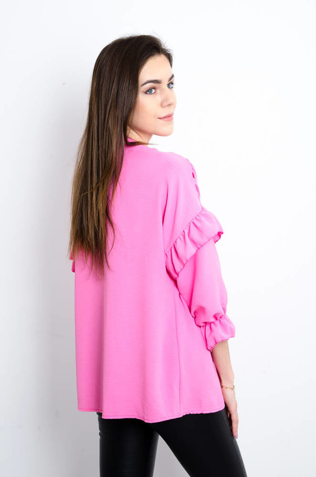 KOSZULA RÓŻOWA Z FALBANAMI 