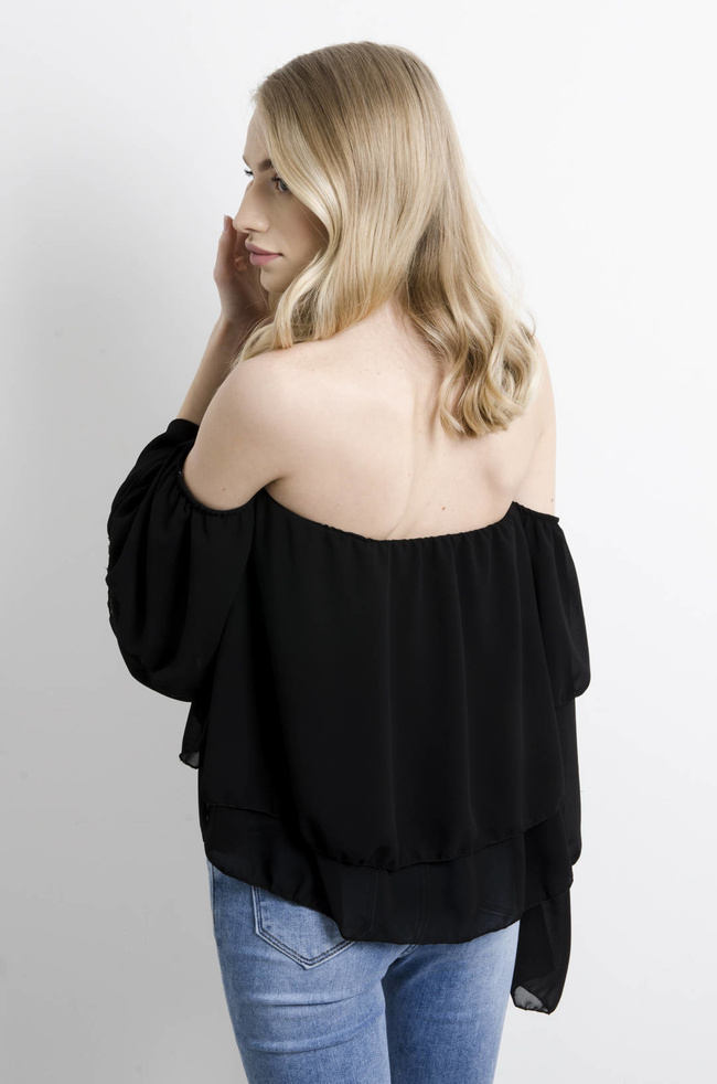 BLUZKA HISZPANKA NA DŁUGI RĘKAW - CZARNA