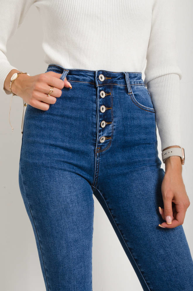 SPODNIE JEANSOWE Z GUZIKAMI- BARDZO WYSOKI STAN