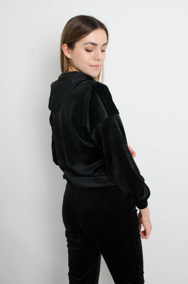 WELUROWY KOMPLET DRESOWY ROZPINANY Z KAPTUREM- CZARNY