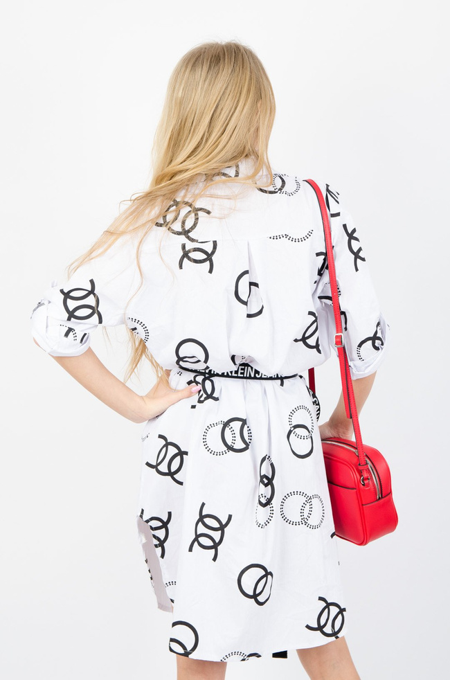 BIAŁA SUKIENKA KOSZULOWA WE WZORY