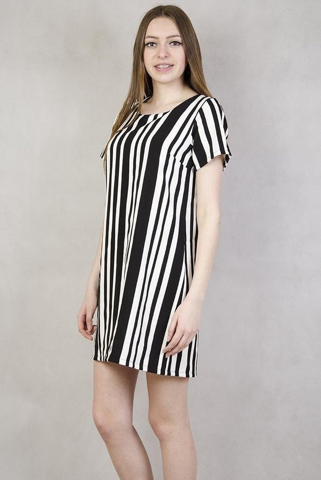 Sukienka biało-czarna w paski