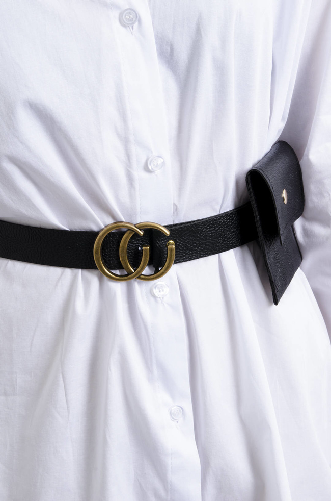 KOSZULA DŁUGA Z PASKIEM I SASZETKĄ- BIAŁA