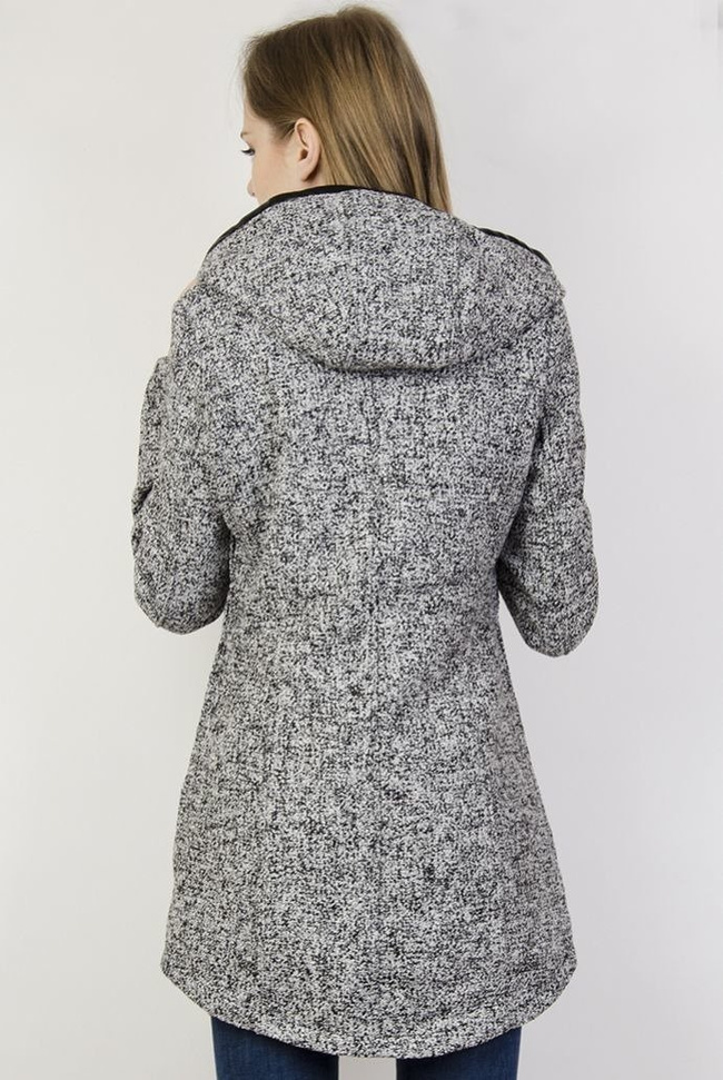 Jasnoszary płaszcz zapinany na zamek