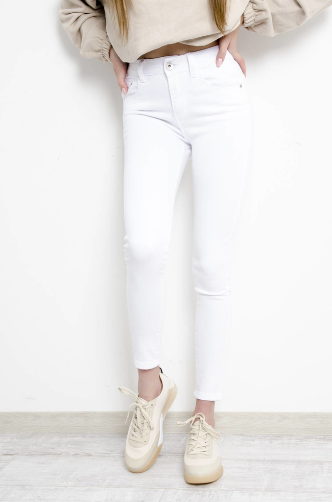 SPODNIE BIAŁE JEANSOWE PUSH UP- MID WAIST