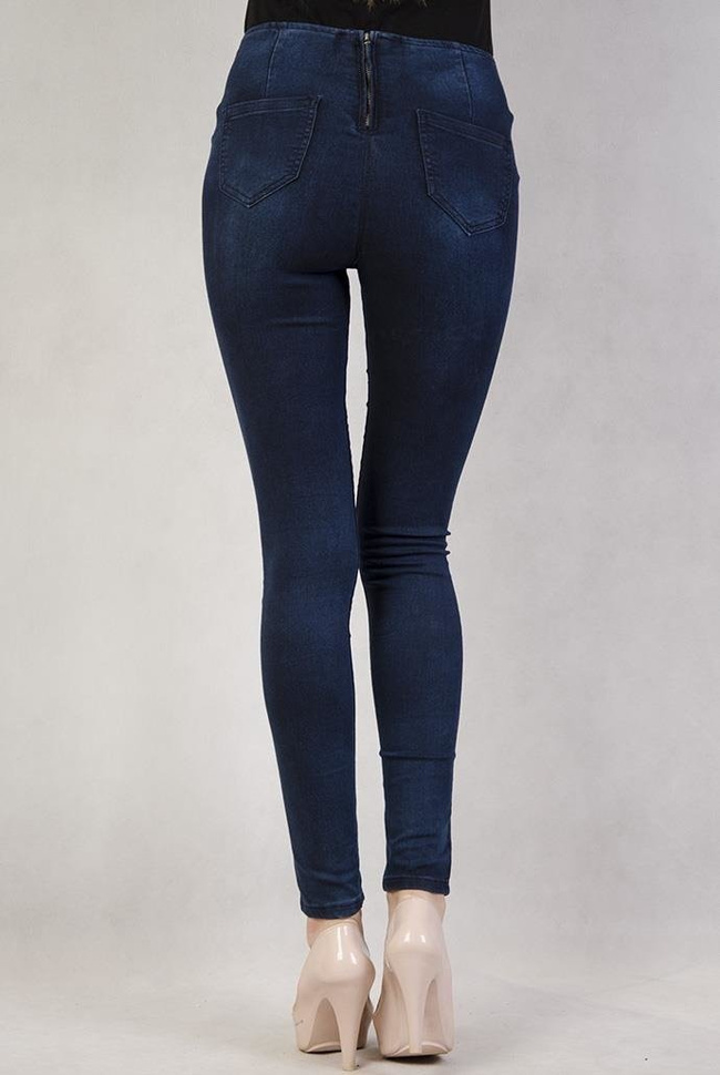 Spodnie jeansowe z wysokim stanem i zamkiem z tyłu