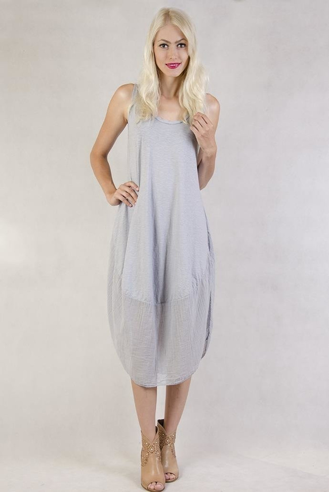 Asymetryczna sukienka na ramiączka szara