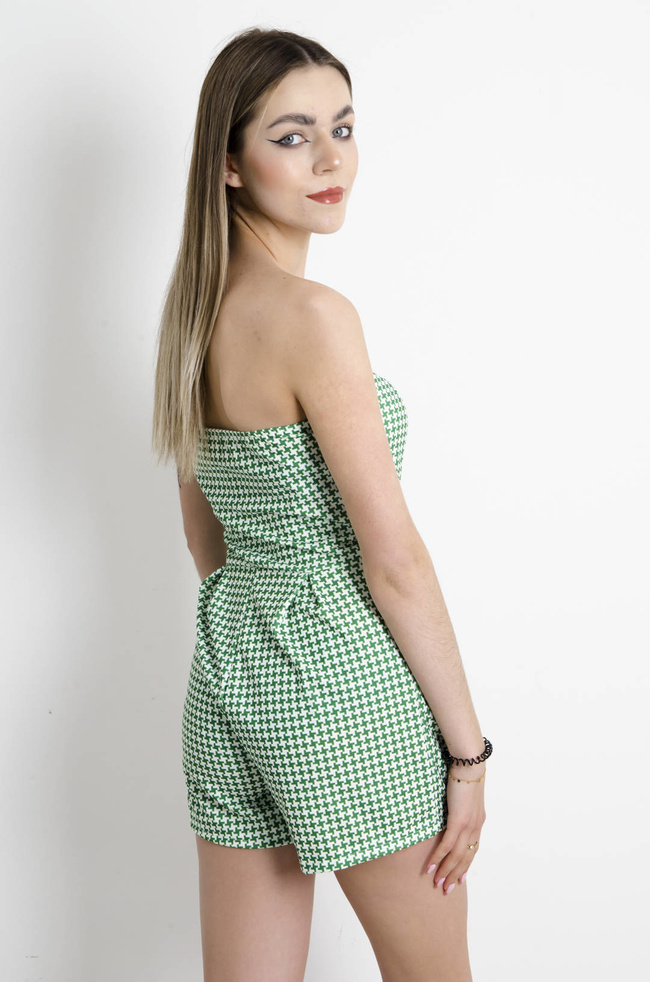 KOMBINEZON GORSETOWY W PEPITKĘ- ZIELONY