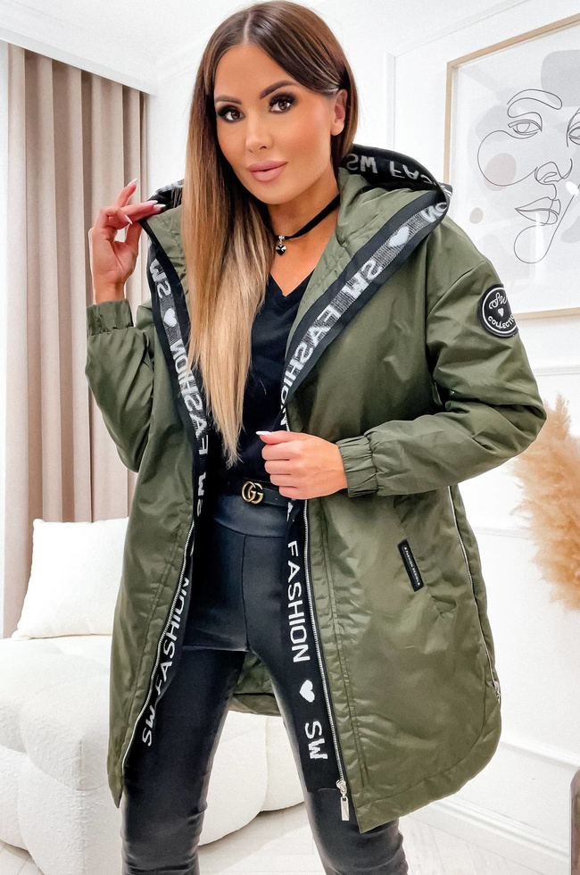 KURTKA PRZEJŚCIOWA Z ZAMKAMI PO BOKACH- ZIELONA