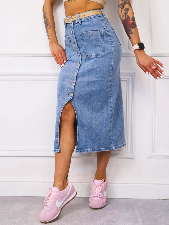 JEANSOWA SPÓDNICA MIDI ZAPINANA NA GUZIKI