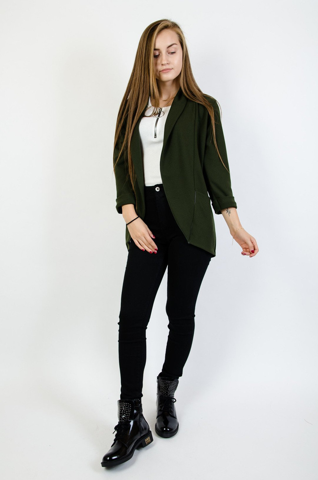 Zielona narzuta-marynarka z zakładką