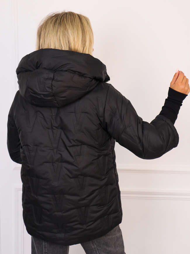 KURTKA ASYMETRYCZNA Z PRZEDŁUŻONYMI ŚCIĄGACZAMI PRZY RĘKAWACH- CZARNA