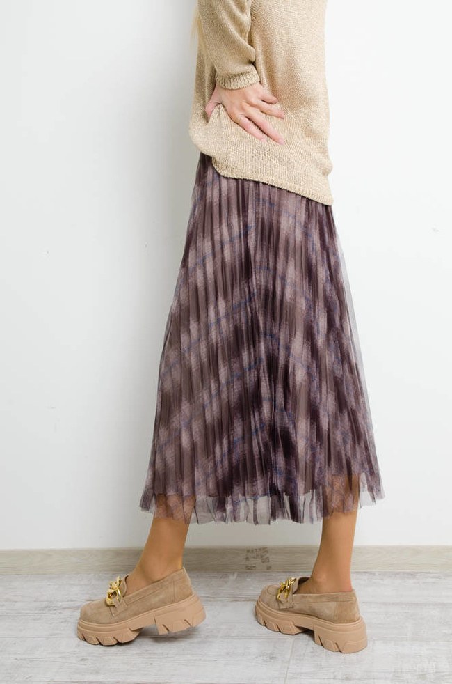 BRĄZOWA DWUSTRONNA SPÓDNICA Z TIULEM