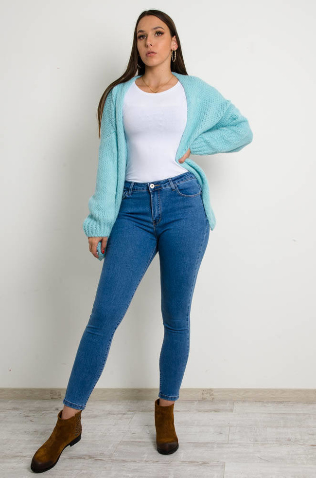 TURKUSOWA NARZUTKA- SWETER OVERSIZE