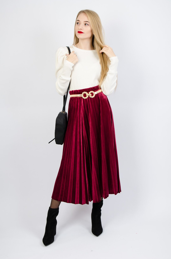 BORDOWA WELUROWA SPÓDNICA