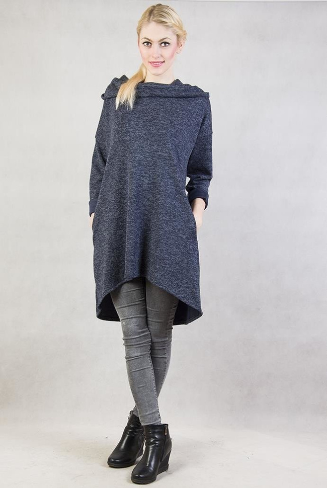 Granatowa, asymetryczna tunika