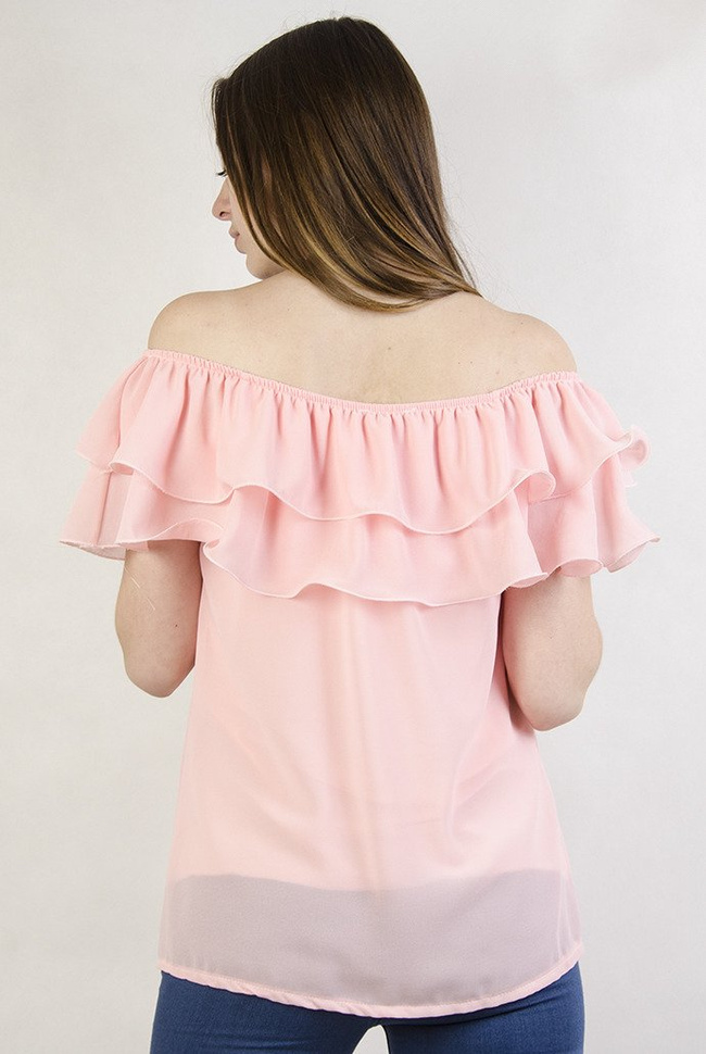 Różowa bluzka z podwójną falbaną 