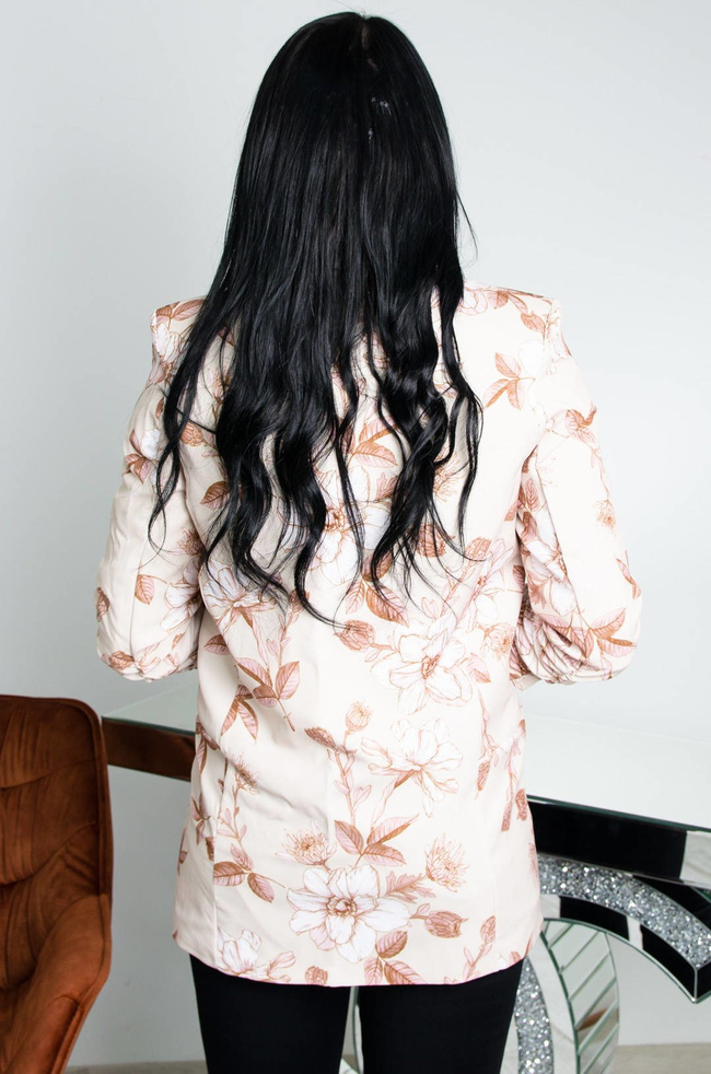 BEŻOWA MARYNARKA W KWIATY