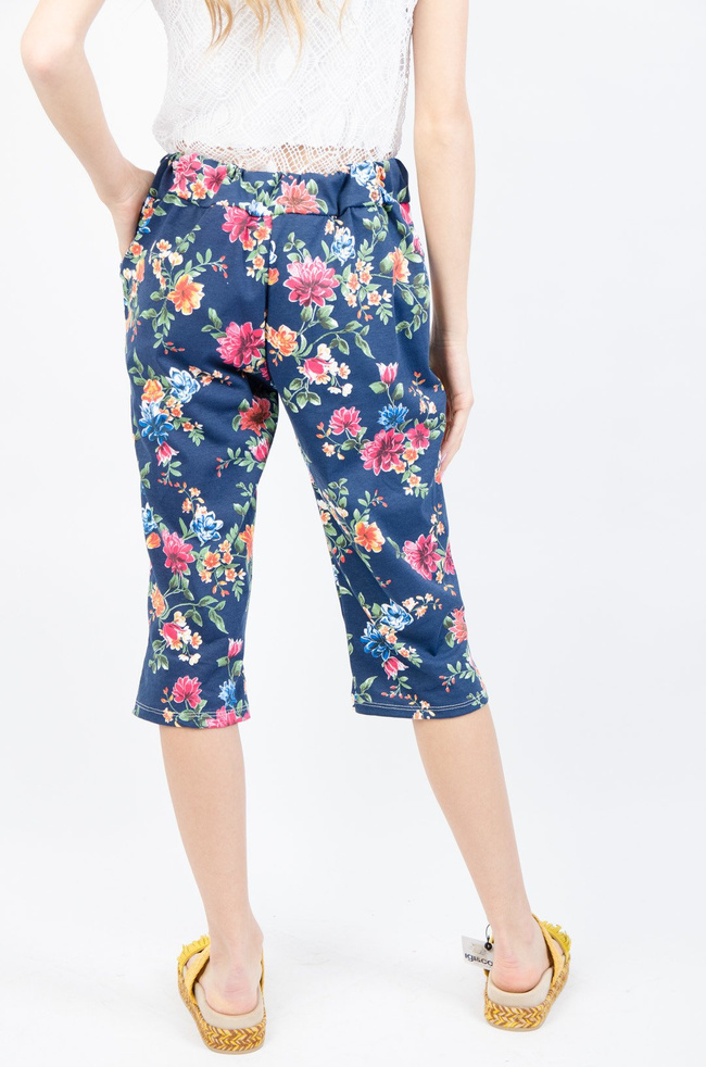 GRANATOWE RYBACZKI DRESOWE W KOLOROWE KWIATY