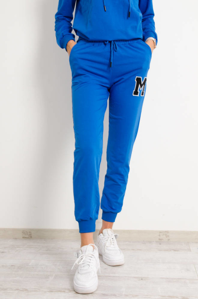 KOMPLET DRESOWY Z OZDOBNĄ NASZYWKĄ- NIEBIESKI