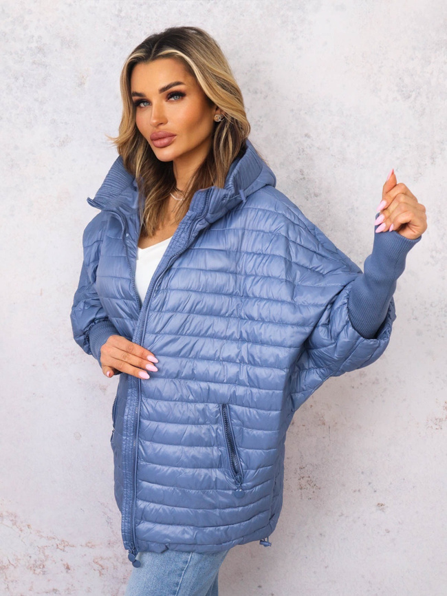 KURTKA PRZEJŚCIOWA O KROJU NIETOPERZA- NIEBIESKA