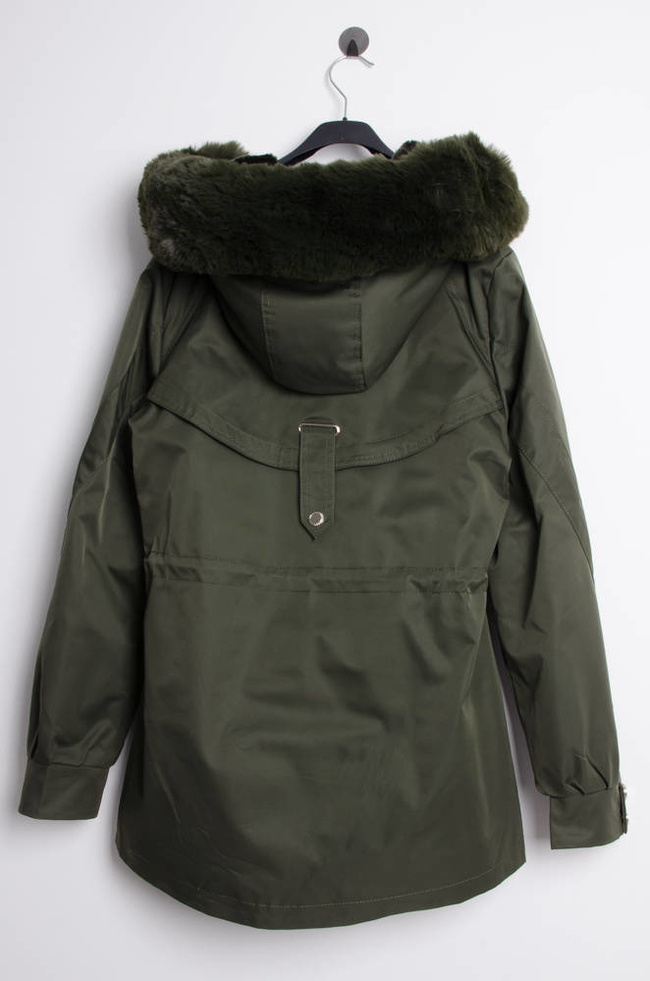 ZIELONA JESIENNO-ZIMOWA KURTKA PARKA NA MISIU